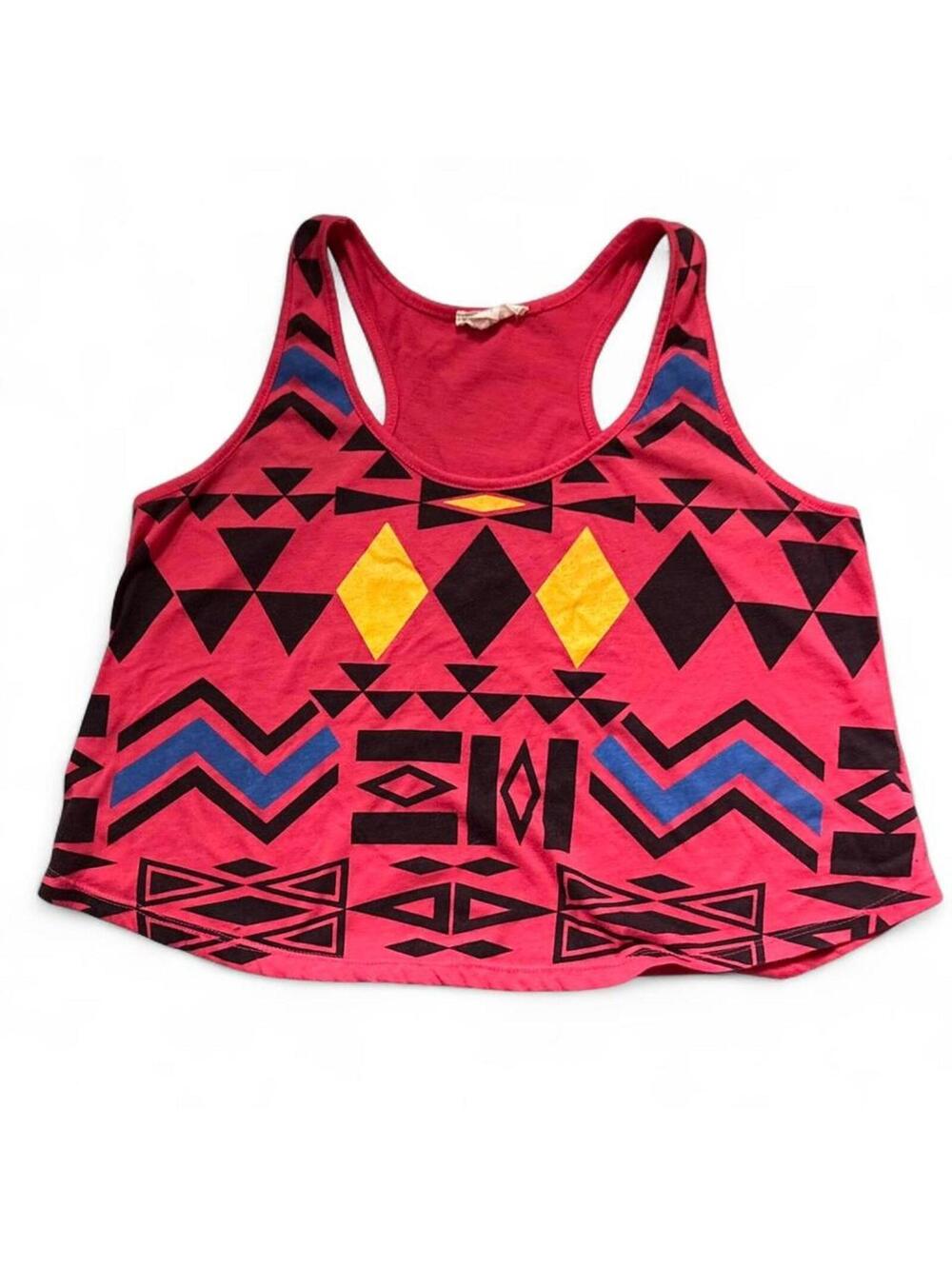 Geometric abstract Women's Red and Multi Crop-top